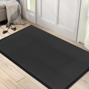 imageROVSUN Front Door Mat Indoor Outdoor Entrance Waterproof Heavy Duty Doormat Stain and Fade Resistant Low Profile Easy Clean Welcome Floor Mats for Commercial Entry Patio Porch 71quot35quot BlackGrey