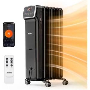 imageROVSUN OilFilled Radiant Radiator 1500W Oil Heater wAdjustable Thermostat Remote ampamp APP Control Energy Efficient Space Heater TipOver ampamp Overheat Protection for Indoor Use Home Office BalckBlack