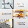 imageROVSUN 3Tier Food Warmer Pizza Warmer Countertop Commerical Food Warmer Display with LED Lighting Removable Shelves Glass Door Pretzel Warmer for Buffet Restaurant Cafe 110V 800W5 Tier138 x 165 x 287