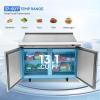 imageROVSUN 48quot W Salad Sandwich Prep Table Refrigerator ETL NSF 131 CuFt Commercial Refrigerator Salad Bar Stainless Steel w18 Pans Cutting Board Lockable Wheels Double Doors for Restaurant48 W with 18 Pans
