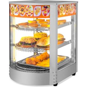 imageROVSUN 3Tier Food Warmer Pizza Warmer Countertop Commerical Food Warmer Display with LED Lighting Removable Shelves Glass Door Pretzel Warmer for Buffet Restaurant Cafe 110V 800W3 Tier138 x 165 x 205