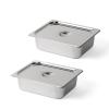 imageROVSUN 2Pack 12 Half Size Hotel Pan 4 Inch Deep Steam Table Pan with Lid Stainless Steel Anti Jam Pan for Party Home Commercial69 Quarts