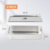 imageROVSUN 2Pack Full Size Hotel Steam Table Pan with Lid 4 Inch Deep Stainless Steel Anti Jam Pan for Party Home Commercial