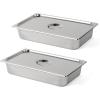 imageROVSUN 2Pack Full Size Hotel Steam Table Pan with Lid 4 Inch Deep Stainless Steel Anti Jam Pan for Party Home Commercial