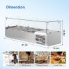imageROVSUN 47quot Refrigerated Condiment Prep Station Sandwich Prep Table ETL NSF 251QT Salad Bar Prep Rail wAuto Defrost Temp Control Glass Shield 3 13 Pan ampamp 2 14 Pan for Restaurant Food Truck48 with Glass Shield