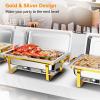 imageROVSUN 8 Pack Gold Chafing Dishes for Buffet 9QT High Grade Chafing Dish Buffet Set with RolledEdge Rectangular Stainless Steel Chafers and Buffet Warmers Sets for Parties Weddings Catering8
