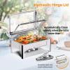 imageROVSUN 9QT Roll Top Chafing Dishes for Buffet Chafing Dish Buffet Set Rectangular Stainless Steel Chafers and Buffet Warmers Sets with Glass Lid ampamp Serving Tong for Parties Weddings Catering Events