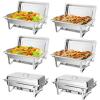 imageROVSUN 6 Pack Chafing Dishes for Buffet 9QT High Grade Chafing Dish Buffet Set Rectangular Stainless Steel Chafers and Buffet Warmers Sets for Parties Weddings Catering