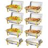 imageROVSUN 8 Pack Gold Chafing Dishes for Buffet 9QT High Grade Chafing Dish Buffet Set with RolledEdge Rectangular Stainless Steel Chafers and Buffet Warmers Sets for Parties Weddings Catering8