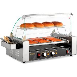 image24 Hot Dog 9 Roller 1350W Hot Dog Roller Grill Cooker Machine wLED Lighting Dual Temp Control Cover Removable Shelf ampamp Drip Tray for Home Party Commercial ETL Certified7 Rollers