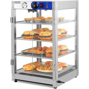 imageROVSUN 4Tier Commercial Food Warmer Pizza Warmer Countertop Food Warmer Display with LED Lighting Removable Shelves Glass Door Pretzel Warmer for Buffet Restaurant Cafe 110V 800W4 Tier18 x 18 x 29