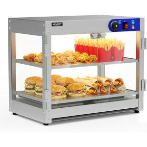 imageROVSUN 4Tier Commercial Food Warmer Pizza Warmer Countertop Food Warmer Display with LED Lighting Removable Shelves Glass Door Pretzel Warmer for Buffet Restaurant Cafe 110V 800W2 Tier24 x 15 x 20