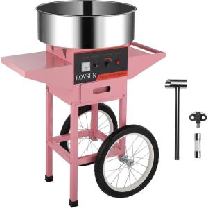 imageROVSUN 21 Inch Cotton Candy Machine Cart Electric Cotton Candy Maker Candy Floss Machine wCover Stainless Steel Bowl Sugar Scoop and Large Storage Drawer for Commercial Home Party Carnival BluePinkwithout Cover