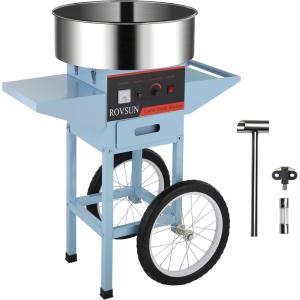 imageROVSUN 21 Inch Cotton Candy Machine Cart Electric Cotton Candy Maker Candy Floss Machine wCover Stainless Steel Bowl Sugar Scoop and Large Storage Drawer for Commercial Home Party Carnival BlueBluewithout Cover