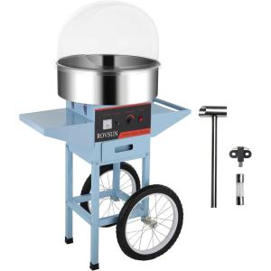imageROVSUN 21 Inch Cotton Candy Machine Cart Electric Cotton Candy Maker Candy Floss Machine wCover Stainless Steel Bowl Sugar Scoop and Large Storage Drawer for Commercial Home Party Carnival BlueBluewith Cover