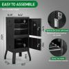 imageROVSUN 2in1 Outdoor Smoker with Double Doors Vertical Portable Charcoal Grill with Two Detachable Grill Smoking Racks and Charcoal Pan Perfect for Camping Barbecue Black