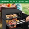 imageROVSUN 2in1 Outdoor Smoker with Double Doors Vertical Portable Charcoal Grill with Two Detachable Grill Smoking Racks and Charcoal Pan Perfect for Camping Barbecue Black