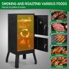 imageROVSUN 2in1 Outdoor Smoker with Double Doors Vertical Portable Charcoal Grill with Two Detachable Grill Smoking Racks and Charcoal Pan Perfect for Camping Barbecue Black