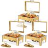 imageROVSUN 9QT Gold Chafing Dishes for Buffet 2 Pack Roll Top Chafing Dish Buffet Set Rectangular Chafers and Buffet Warmers Sets with Glass Lid ampamp Serving Tong for Parties Weddings Catering Events Lids3