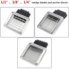 imageROVSUN Upgraded Commercial Grade French Fry Cutter with Rudder Stock Lever Vertical Fruit Vegetable Potato Slicer Including Suction Feet12Inch38Inch14Inch Blades and Pusher BlocksCutter  3 Blades