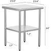 imageROVSUN Stainless Steel Table with Hooks Heavy Duty Prep Table with Adjustable Undershelf for Home Kitchen Restaurant Hotel 60 x 2424 x 24