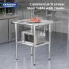imageROVSUN Stainless Steel Table with Hooks Heavy Duty Prep Table with Adjustable Undershelf for Home Kitchen Restaurant Hotel 60 x 2424 x 24