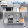 imageROVSUN Stainless Steel Table with Hooks Heavy Duty Prep Table with Adjustable Undershelf for Home Kitchen Restaurant Hotel 60 x 2430x 24