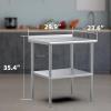 imageROVSUN Stainless Steel Table with Hooks Heavy Duty Prep Table with Adjustable Undershelf for Home Kitchen Restaurant Hotel 60 x 2430x 24