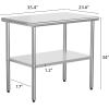 imageROVSUN Stainless Steel Table with Hooks Heavy Duty Prep Table with Adjustable Undershelf for Home Kitchen Restaurant Hotel 60 x 2436x 24