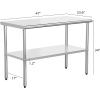 imageROVSUN Stainless Steel Table with Hooks Heavy Duty Prep Table with Adjustable Undershelf for Home Kitchen Restaurant Hotel 60 x 2448x 24
