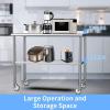 imageROVSUN Stainless Steel Table with Hooks Heavy Duty Prep Table with Adjustable Undershelf for Home Kitchen Restaurant Hotel 60 x 2460x 24