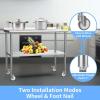 imageROVSUN Stainless Steel Table with Hooks Heavy Duty Prep Table with Adjustable Undershelf for Home Kitchen Restaurant Hotel 60 x 2460x 24