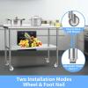 imageROVSUN Stainless Steel Table with Hooks Heavy Duty Prep Table with Adjustable Undershelf for Home Kitchen Restaurant Hotel 60 x 2472x 24