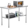 imageROVSUN Stainless Steel Table with Hooks Heavy Duty Prep Table with Adjustable Undershelf for Home Kitchen Restaurant Hotel 60 x 2448x 24