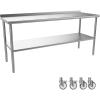 imageROVSUN Stainless Steel Table with Hooks Heavy Duty Prep Table with Adjustable Undershelf for Home Kitchen Restaurant Hotel 60 x 2472x 24