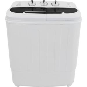 imageROVSUN 15LBS Portable Washing Machine Electric Twin Tub Washer with Washer9lbs ampamp Spiner6lbs ampamp Pump Draining Great for Home RV Camping Dorm College Apartment white ampamp black15LBS Black
