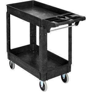 imageROVSUN Service Utility Cart Steady ampamp Durable Tub Cart with Deep Shelves Hold Up 550LBS Versatile inHandle Storage and 360Flexible Wheels with Braker Great for WarehouseGarage407Lx169Wx 335H2 Shelves