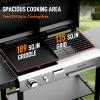 imageROVSUN 2in1 Propane Gas Grill and Charcoal Grill Combo with Lid 12000BTU Flat Top Griddle ampamp Charcoal BBQ Grill with Electronic Ignition Enamel Griddle ampamp Grate for Outdoor Backyard Cooking Barbecue