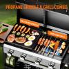 imageROVSUN 2in1 Propane Gas Grill and Griddle Combo with Lid 4 Burner Tabletop Flat Top Griddle ampamp Grill with 40000BTU Output Auto Ignition Enamel Grate for Outdoor Backyard BBQ CookingFreestanding