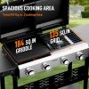 imageROVSUN 2in1 Propane Gas Grill and Griddle Combo with Lid 4 Burner Tabletop Flat Top Griddle ampamp Grill with 40000BTU Output Auto Ignition Enamel Grate for Outdoor Backyard BBQ CookingFreestanding