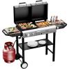 imageROVSUN 2in1 Propane Gas Grill and Charcoal Grill Combo with Lid 12000BTU Flat Top Griddle ampamp Charcoal BBQ Grill with Electronic Ignition Enamel Griddle ampamp Grate for Outdoor Backyard Cooking Barbecue