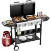 imageROVSUN 2in1 Propane Gas Grill and Griddle Combo with Lid 4 Burner Tabletop Flat Top Griddle ampamp Grill with 40000BTU Output Auto Ignition Enamel Grate for Outdoor Backyard BBQ CookingFreestanding