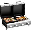 imageROVSUN 2in1 Propane Gas Grill and Griddle Combo with Lid 4 Burner Tabletop Flat Top Griddle ampamp Grill with 40000BTU Output Auto Ignition Enamel Grate for Outdoor Backyard BBQ CookingTabletop