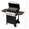 imageROVSUN 3 Burner Propane Gas Grill with Foldable Side Shelves 36000BTU BBQ Grills with Enameled Cast Iron Grates Cabinet ampamp Poratable Rolling Wheels for Outdoor Garden Patio Backyard Barbecue Cooking4 Burner