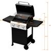 imageROVSUN 3 Burner Propane Gas Grill with Foldable Side Shelves 36000BTU BBQ Grills with Enameled Cast Iron Grates Cabinet ampamp Poratable Rolling Wheels for Outdoor Garden Patio Backyard Barbecue Cooking3 Burner
