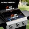 imageROVSUN 3 Burner Propane Gas Grill with Foldable Side Shelves 36000BTU BBQ Grills with Enameled Cast Iron Grates Cabinet ampamp Poratable Rolling Wheels for Outdoor Garden Patio Backyard Barbecue Cooking3 Burner