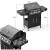 imageROVSUN 3 Burner Propane Gas Grill with Foldable Side Shelves 36000BTU BBQ Grills with Enameled Cast Iron Grates Cabinet ampamp Poratable Rolling Wheels for Outdoor Garden Patio Backyard Barbecue Cooking4 Burner with Side Burner