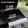 imageROVSUN 3 Burner Propane Gas Grill with Foldable Side Shelves 36000BTU BBQ Grills with Enameled Cast Iron Grates Cabinet ampamp Poratable Rolling Wheels for Outdoor Garden Patio Backyard Barbecue Cooking2 Burner