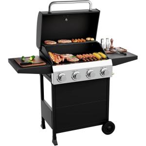 imageROVSUN 3 Burner Propane Gas Grill with Foldable Side Shelves 36000BTU BBQ Grills with Enameled Cast Iron Grates Cabinet ampamp Poratable Rolling Wheels for Outdoor Garden Patio Backyard Barbecue Cooking4 Burner