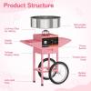 imageROVSUN 21 Inch Cotton Candy Machine Cart Electric Cotton Candy Maker Candy Floss Machine wCover Stainless Steel Bowl Sugar Scoop and Large Storage Drawer for Commercial Home Party Carnival PinkPinkwithout Cover